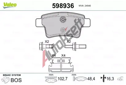 VALEO Sada brzdovch destiek kotouov brzdy VA 598936, 598936