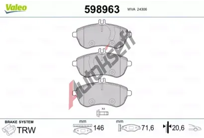 VALEO Sada brzdovch destiek VA 598963, 598963