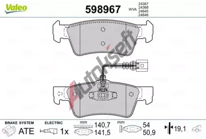 VALEO Sada brzdovch destiek kotouov brzdy VA 598967, 598967