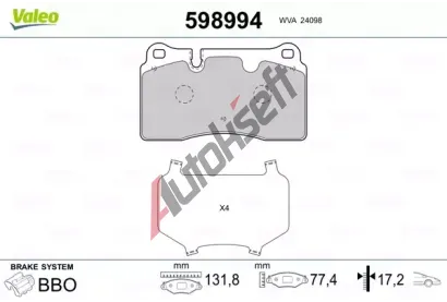 VALEO Sada brzdovch destiek kotouov brzdy VA 598994, 598994