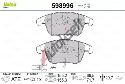 VALEO Sada brzdovch destiek kotouov brzdy VA 598996, 598996