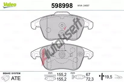 VALEO Sada brzdovch destiek kotouov brzdy VA 598998, 598998