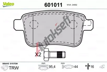 VALEO Sada brzdovch destiek kotouov brzdy VA 601011, 601011