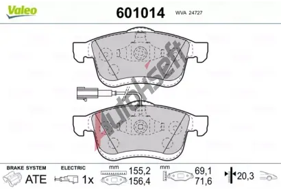 VALEO Sada brzdovch destiek kotouov brzdy VA 601014, 601014
