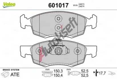 VALEO Sada brzdovch destiek kotouov brzdy VA 601017, 601017
