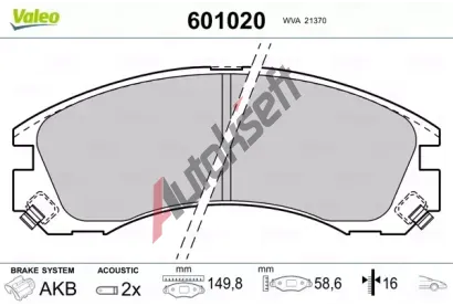 VALEO Sada brzdovch destiek kotouov brzdy VA 601020, 601020