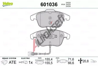 VALEO Sada brzdovch destiek kotouov brzdy VA 601036, 601036