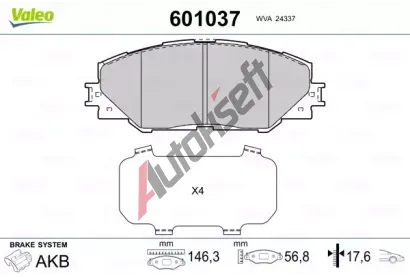 VALEO Sada brzdovch destiek kotouov brzdy VA 601037, 601037