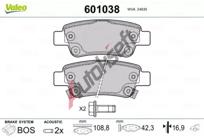 VALEO Sada brzdovch destiek kotouov brzdy VA 601038, 601038