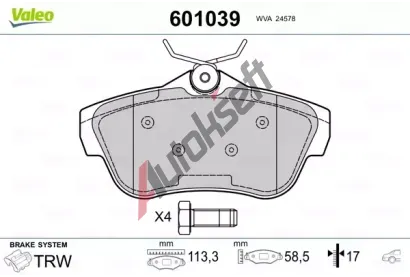 VALEO Sada brzdovch destiek kotouov brzdy VA 601039, 601039