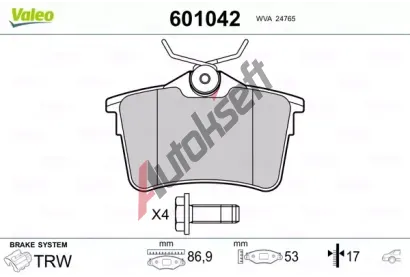 VALEO Sada brzdovch destiek kotouov brzdy VA 601042, 601042
