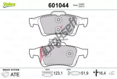 VALEO Sada brzdovch destiek kotouov brzdy VA 601044, 601044