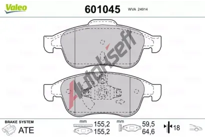 VALEO Sada brzdovch destiek kotouov brzdy VA 601045, 601045