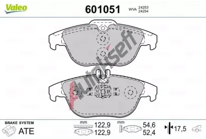 VALEO Sada brzdovch destiek kotouov brzdy VA 601051, 601051