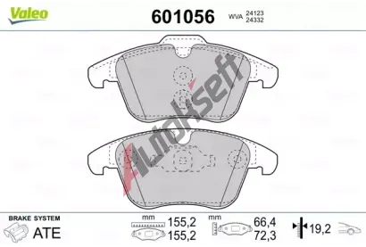 VALEO Sada brzdových destiček kotoučové brzdy VA 601056, 601056  VALEO Sada brzdových destiček kotoučové brzdy VA 601056, 601056