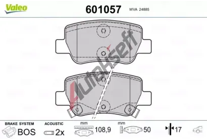 VALEO Sada brzdovch destiek kotouov brzdy VA 601057, 601057