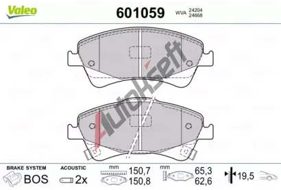 VALEO Sada brzdovch destiek kotouov brzdy VA 601059, 601059