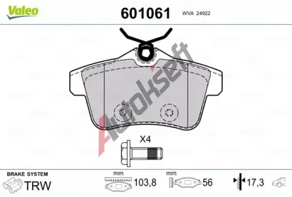 VALEO Sada brzdovch destiek kotouov brzdy VA 601061, 601061