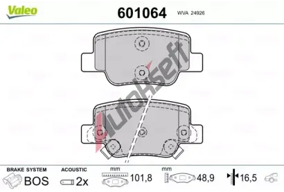 VALEO Sada brzdovch destiek kotouov brzdy VA 601064, 601064