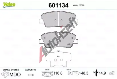 VALEO Sada brzdovch destiek VA 601134, 601134