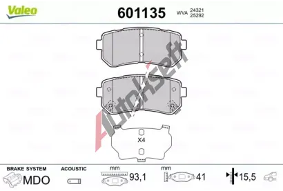 VALEO Sada brzdovch destiek VA 601135, 601135