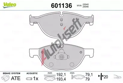 VALEO Sada brzdovch destiek VA 601136, 601136