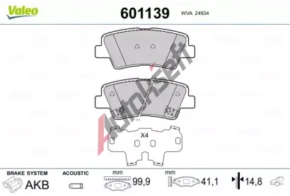 VALEO Sada brzdovch destiek VA 601139, 601139