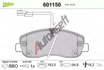 VALEO Sada brzdovch destiek VA 601150, 601150