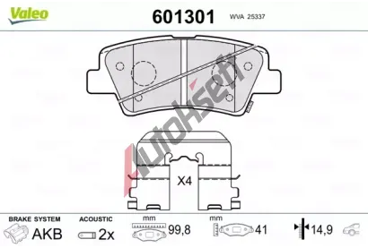 VALEO Sada brzdovch destiek VA 601301, 601301