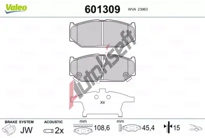 VALEO Sada brzdovch destiek VA 601309, 601309
