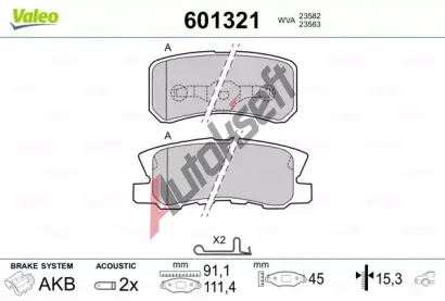 VALEO Sada brzdovch destiek VA 601321, 601321
