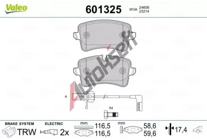 VALEO Sada brzdovch destiek VA 601325, 601325