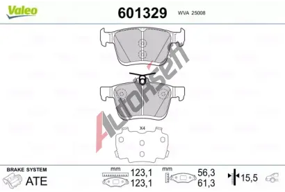 VALEO Sada brzdovch destiek VA 601329, 601329