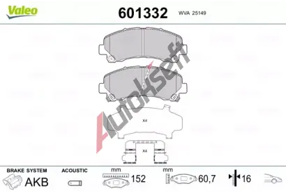 VALEO Sada brzdovch destiek VA 601332, 601332