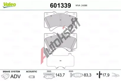 VALEO Sada brzdovch destiek VA 601339, 601339