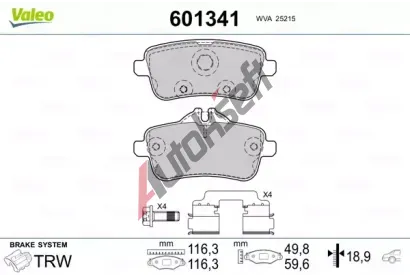 VALEO Sada brzdovch destiek VA 601341, 601341