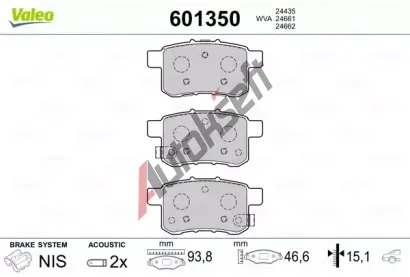 VALEO Sada brzdovch destiek VA 601350, 601350