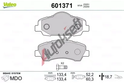 VALEO Sada brzdovch destiek VA 601371, 601371