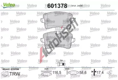 VALEO Sada brzdovch destiek VA 601378, 601378