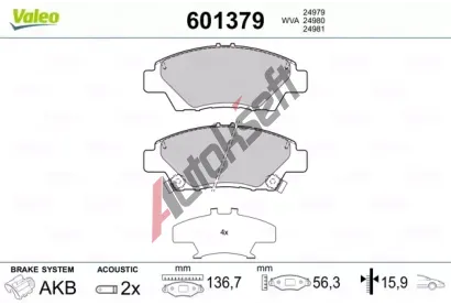 VALEO Sada brzdovch destiek VA 601379, 601379