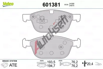VALEO Sada brzdovch destiek VA 601381, 601381