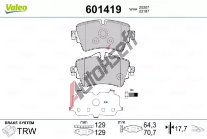 VALEO Sada brzdovch destiek VA 601419, 601419