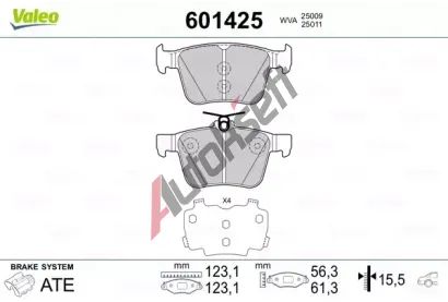VALEO Sada brzdovch destiek VA 601425, 601425