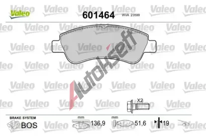 VALEO Sada brzdovch destiek VA 601464, 601464