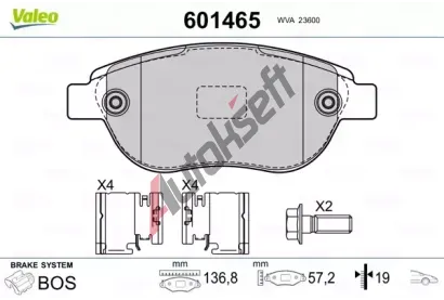 VALEO Sada brzdovch destiek VA 601465, 601465
