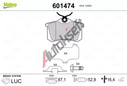 VALEO Sada brzdovch destiek VA 601474, 601474