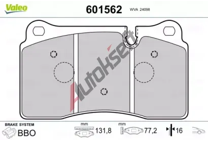 VALEO Sada brzdovch destiek VA 601562, 601562