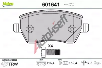 VALEO Sada brzdovch destiek VA 601641, 601641
