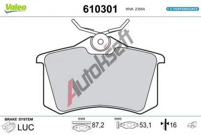VALEO Sada brzdovch destiek E-PERFORMANCE VA 610301, 610301