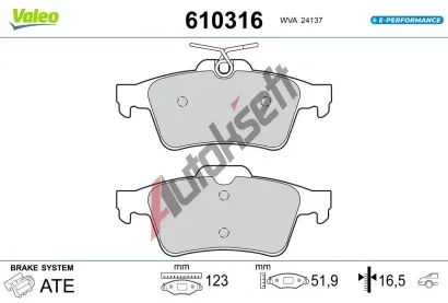 VALEO Sada brzdových destiček E-PERFORMANCE VA 610316, 610316 VALEO Sada brzdových destiček E-PERFORMANCE VA 610316, 610316